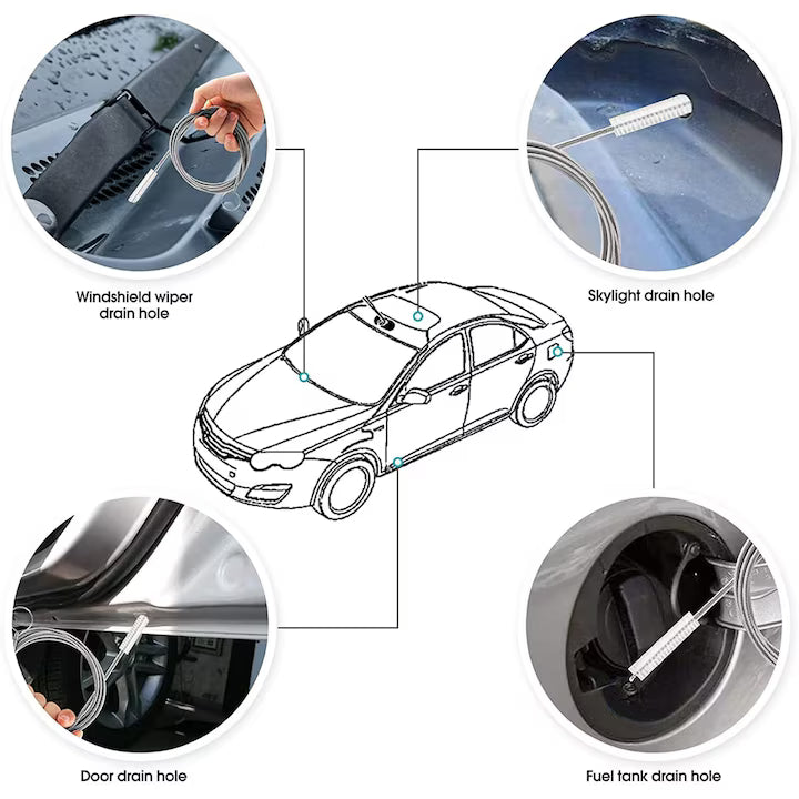 Peria Magică™ de curatare, otel inoxidabil, 152cm, perii din nailon, pentru drenaj frigider si masina