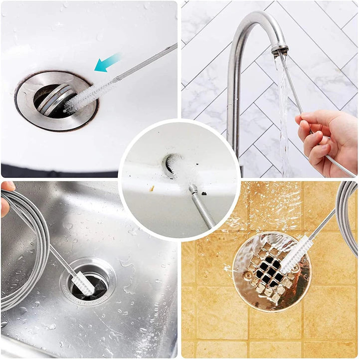 Peria Magică™ de curatare, otel inoxidabil, 152cm, perii din nailon, pentru drenaj frigider si masina