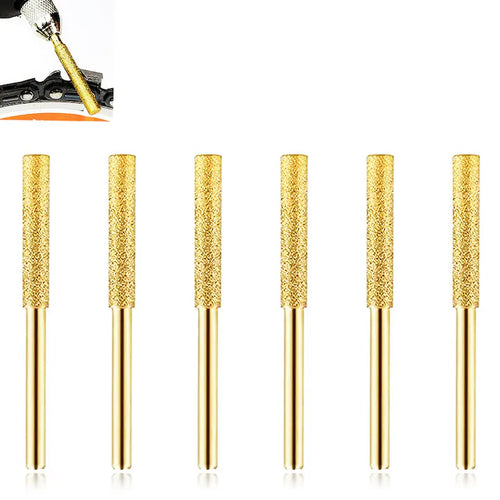 Set 6 pile diamantate pentru ascuțit lanț ferăstrău 5/32” (4mm), compatibile Dremel, accesorii polizor 1/8”