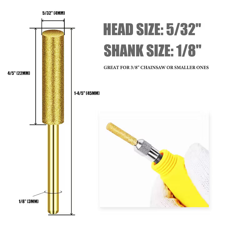 Set 6 pile diamantate pentru ascuțit lanț ferăstrău 5/32” (4mm), compatibile Dremel, accesorii polizor 1/8”