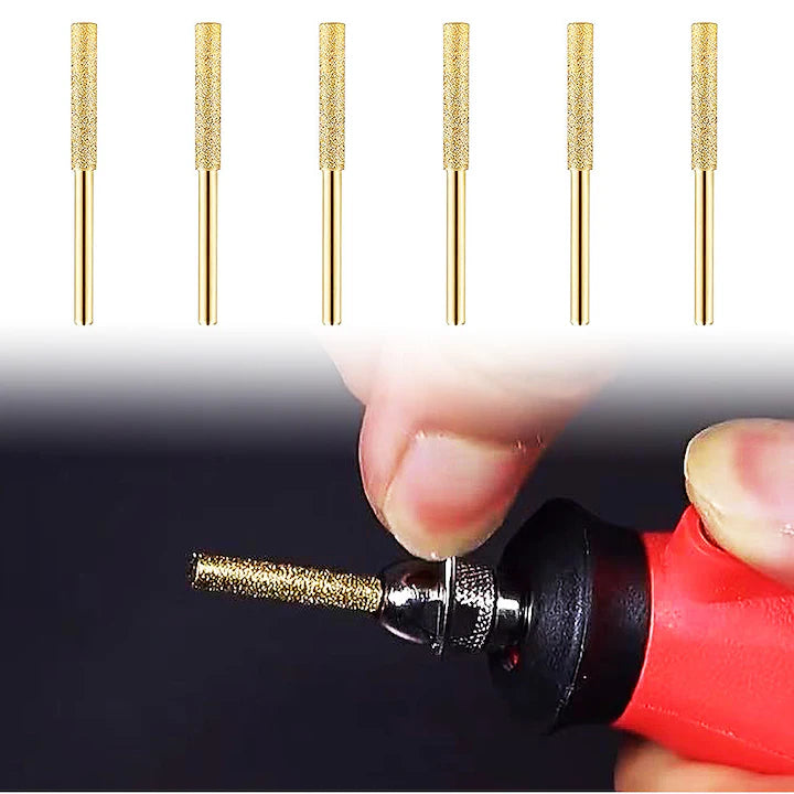 Set 6 pile diamantate pentru ascuțit lanț ferăstrău 5/32” (4mm), compatibile Dremel, accesorii polizor 1/8”